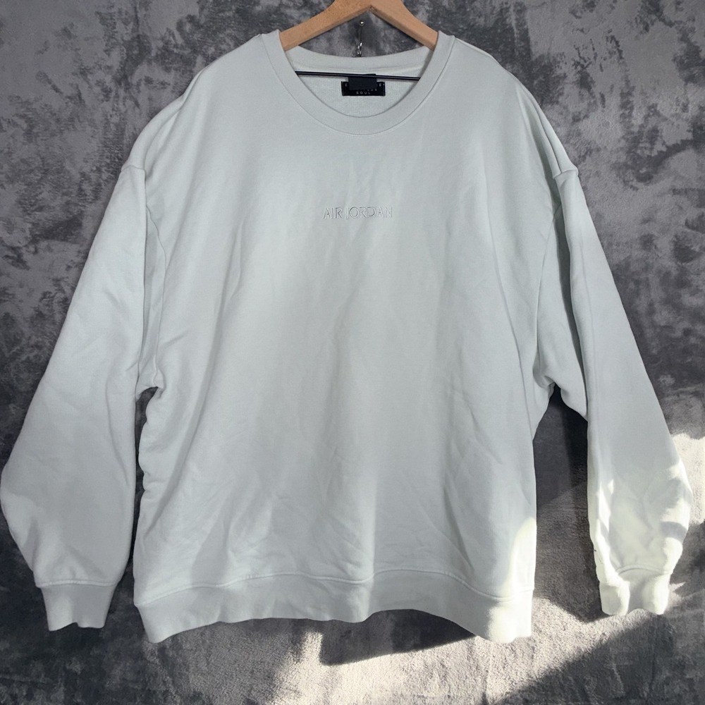 Mens Air Jordan 3XL Silver-Greenish Crewneck Sweatshirt Embroidered Oversized